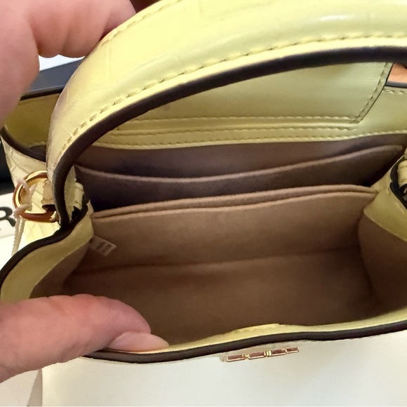 Rare Tory Burch Britten Embossed Mini Satchel Crossbody – Pastel Yellow Croc NWT - Picture 7 of 10